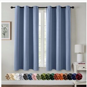 Bedroom Curtains-Blackout Noise Reduction Thermal Insulated BLUE (2-panels)